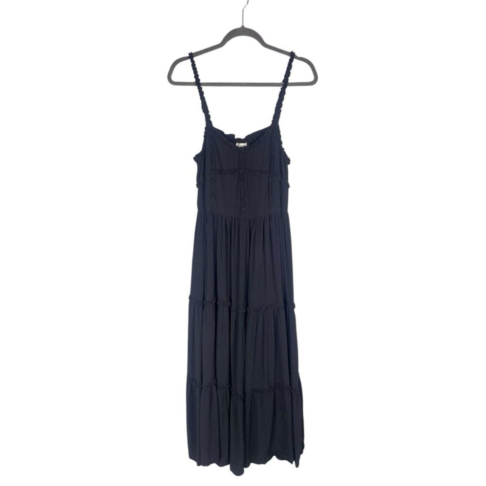 SUNDANCE Women's Black Skinny Strap Tiered A-Line Dress Medium